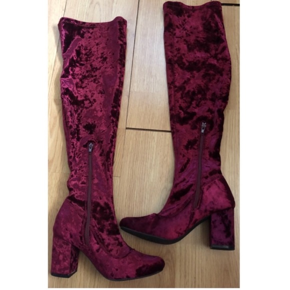 Shoes - Over the knee velvet boots